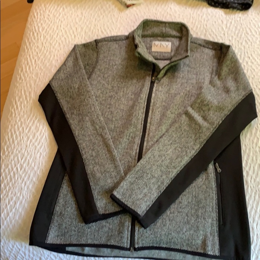 Marc NY sweater. Zip up, hounds tooth pattern.